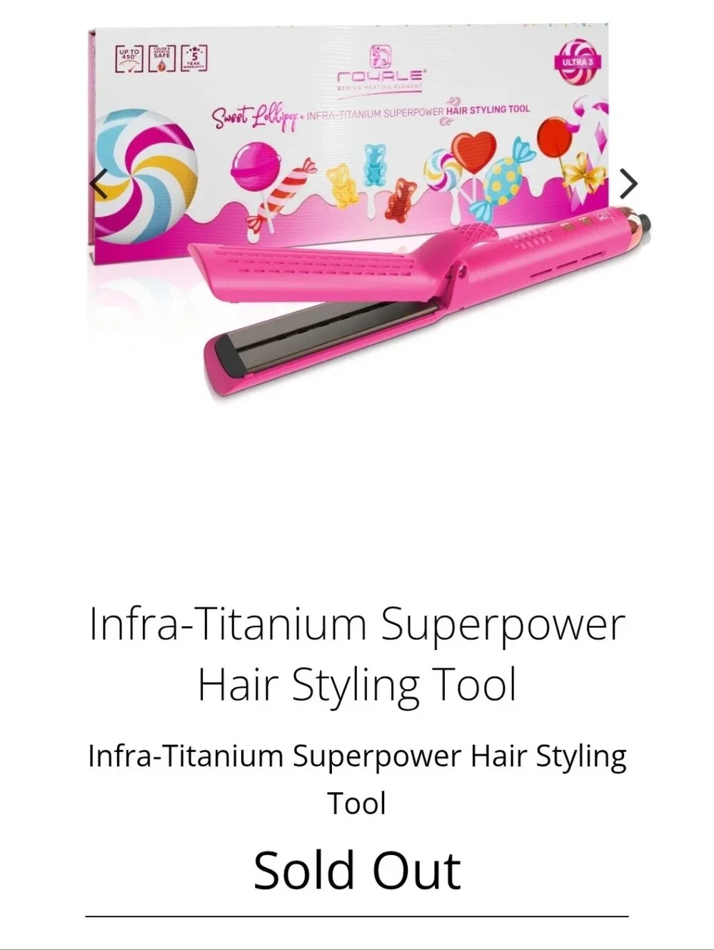Royale Sweet Lollipop Infra-Titanium Hair Styling Tool - Pink *BRAND NEW*